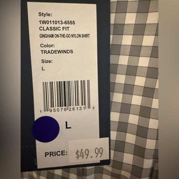 Vineyard Vines Gray On the go performance Button Down Shirt gingham preppy Large - Picture 5 of 5
